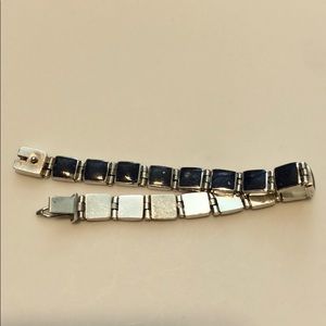 Silver Lapis Inlay Bracelet